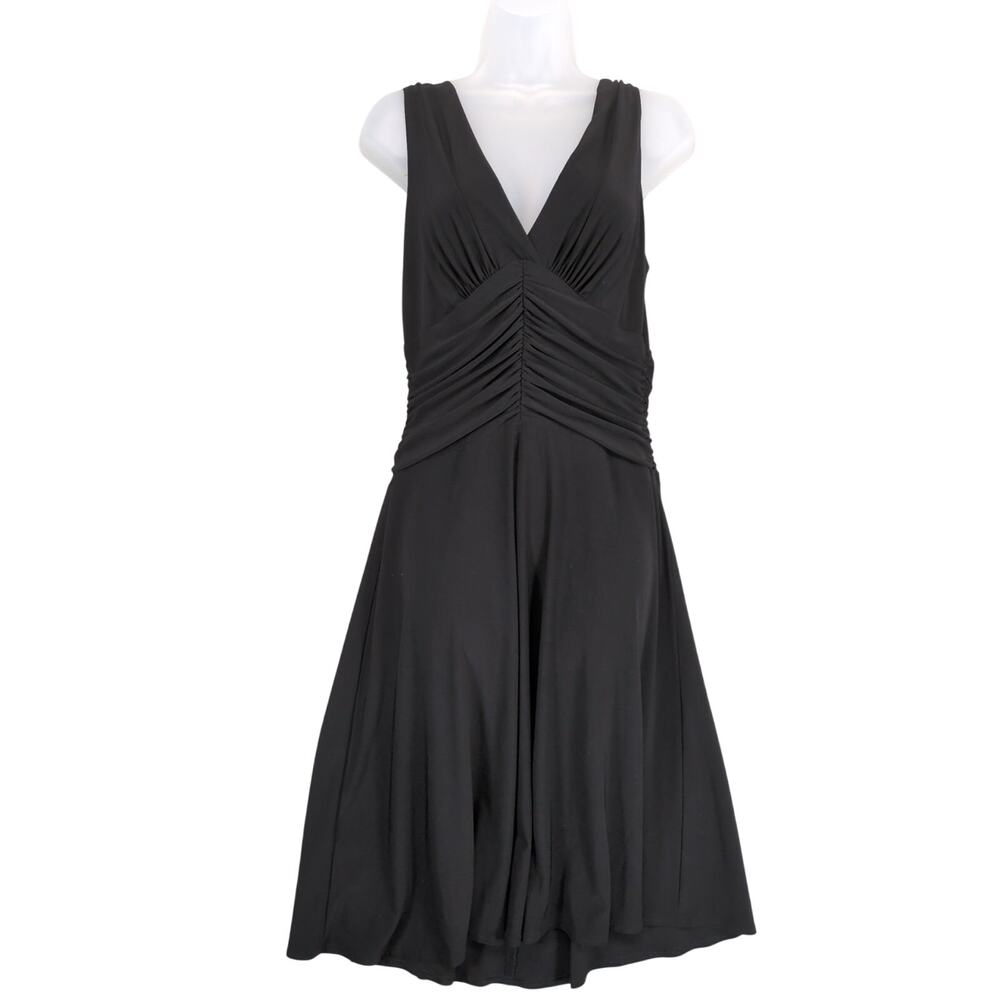 Jones New York Sz 8 Little Black Midi Dress Sleeveless Stretch Y2K Babydoll Goth